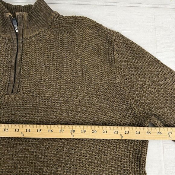 Eddie Bauer Bird's Eye Knit Sweater Men XL Tall Quarter Zip Pullover Heavy Knit - Picture 11 of 14